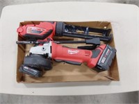 Cordless Milwaukee Caulk gun and angle grinder