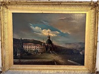 Large Oil on Canvas with Ornate Frame, Basilica