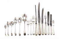 104 PC ENGLISH SILVER FLATWARE SET, 3701g