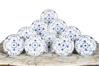 TWENTY ROYAL COPENHAGEN BLUE FLUTED SALAD PLATES