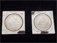 1880 O 1883 O Silver Morgan Dollars.