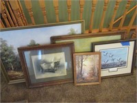 (5) Framed Pictures One Hand Painted