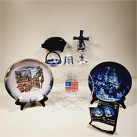 Blue Delft Windmill & Ashtray, Collector Plates