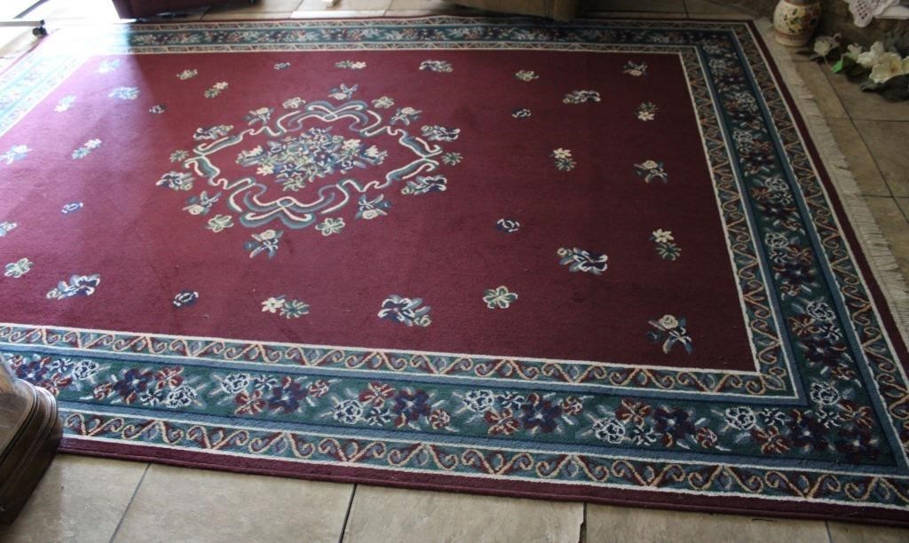 Maroon/ Blue Floral Area Rug