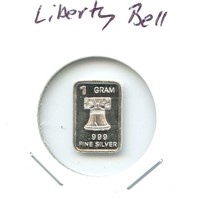 1 gram Silver Bar - Liberty Bell, .999 Fine