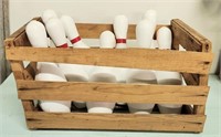 Crate of Plastic Bowling Pins