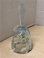 Small hand-painted blue glass bell