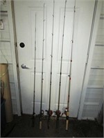 Lot of Five Fishing Poles Two Open Cast