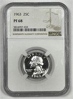 1963 Washington Silver Quarter Proof NGC PF68