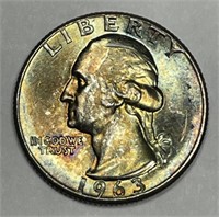 1963 Washington Silver Quarter Rainbow Color BU