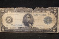 1914 $5 Federal Reserve Large Bank Note