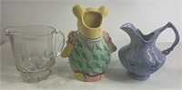 Vintage Teddy Bear Vase & Pitchers
