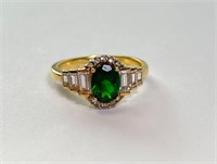 Sterling/Vermeil Chrome Diopside/CZ Ring 3G S-8.75