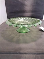 Heisey Green Glass Pedestal Bowl