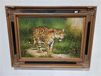 Intricate Framed Leopard Painting