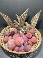 Wooden Fruit and Eagle Candle Holders