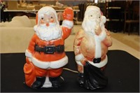 2 Plastic Molded Santas, 1 is Made by Empire 13"