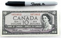 Billet de 10$ CANADA 1954 avec préfixe L.V