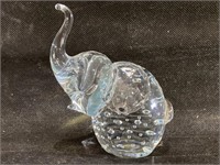 Art Glass Elephant Controlled Bubbles Paperweight