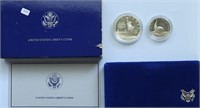 PROOF LIBERTY SILVER DOLLAR & HALF W BOX PAPERS