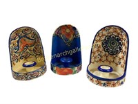 Three Hand Decorated Czechoslovakia Candle