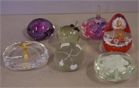 Seven assorted art glass paperweights