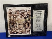 BABE RUTH MLB STAT PLAQUE WITH PHOTO PRINT