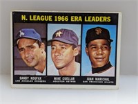 1967 Topps Ldrs Koufax Cuellar Marichal Creases