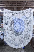 Crocheted Table Cloth - 70" Round - All Ivory