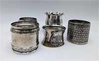 5 Antique Silver-Plated Napkin Rings