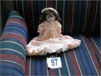 Porcelain Doll with Peach Dress