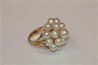 14kt yellow gold Pearl Statement Ring, top pearl