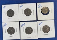 1935,36,37,38,39,40 CAN nickles $0.05