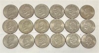 18 Eisenhower Dollar coins