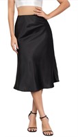 $48(L) Women High Waist Silky Skirt