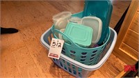 2 Baskets & Misc Plastic Food Containers