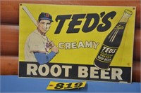 Copyright 1952 Ted's Root Beer cardboard sign