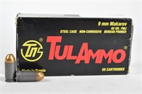 (50rds) TulAmmo 9mm Makarov 92 Gr FMJ Ammo