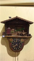 Antique German wind up music box, wall clock