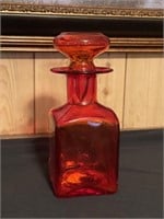 Art glass orange decanter