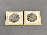 (2) Walking Liberty Silver Dollars