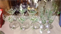 Group of 14 glasses including hand-painted