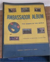 145 + Page Ambassador World Stamp Album w/  Early