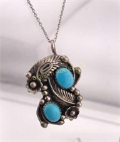 Vtg Native Sterling Silver, Turquoise Necklace