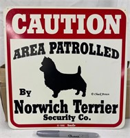 1996 Caution  Norwich Terrier Sign