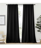 $47 (52x108") Black Window Curtain Drapes - 2Panel