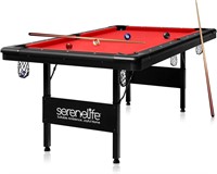 6 Ft. Red Pool Table - Compact  SereneLife SLPO730