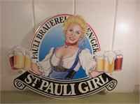 Metal St. Pauli Girl Sign, 27" x 20"