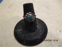 Silver ? Unmarked Indian Turquiose Ring (2.19g)