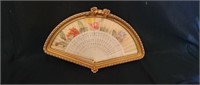 Vintage Celluloid and Silk Fan with Gilded Frame